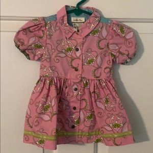 Pink floral shirt dress